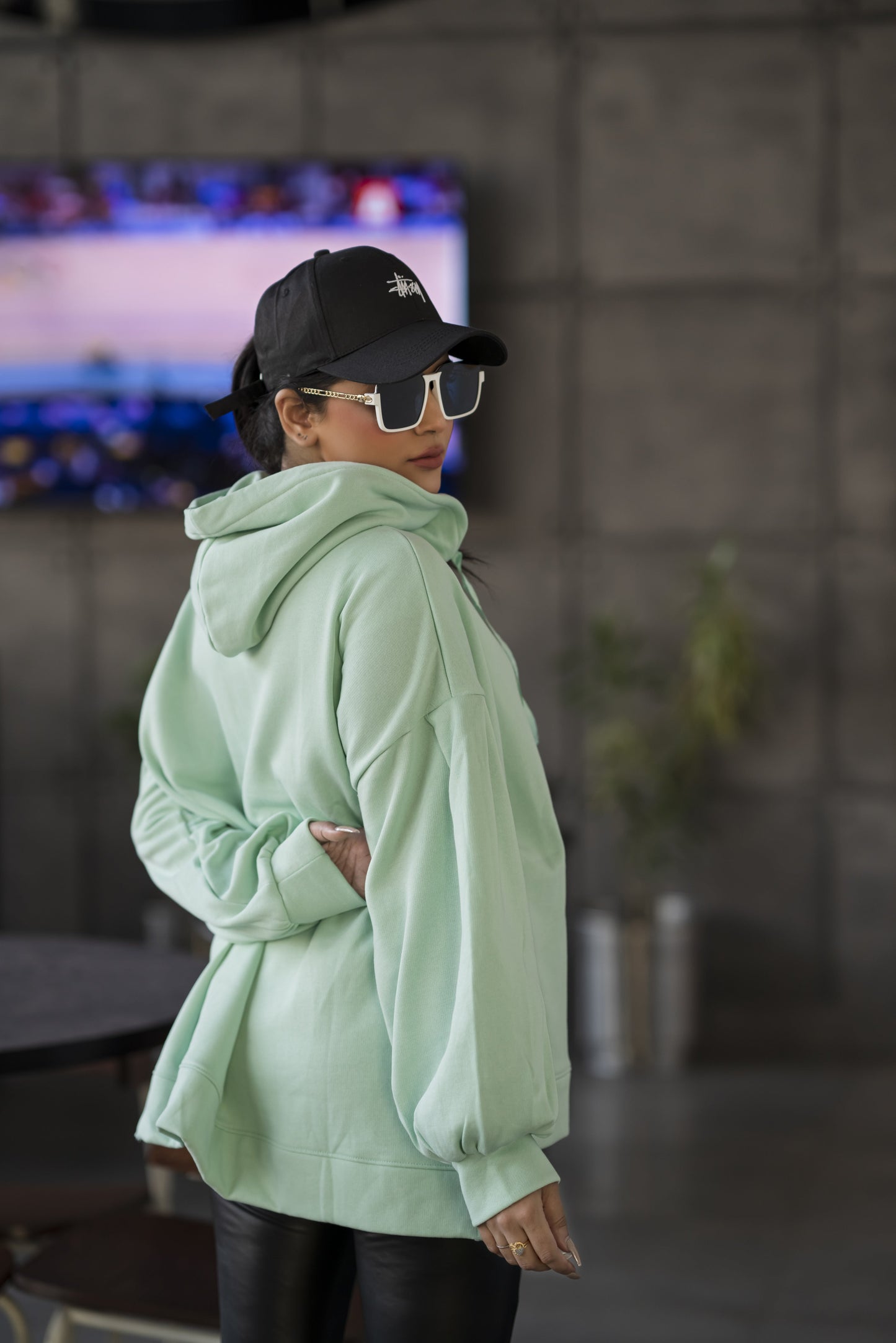 Ribbon Drawstring  One Size Plain Hood For Women-2519