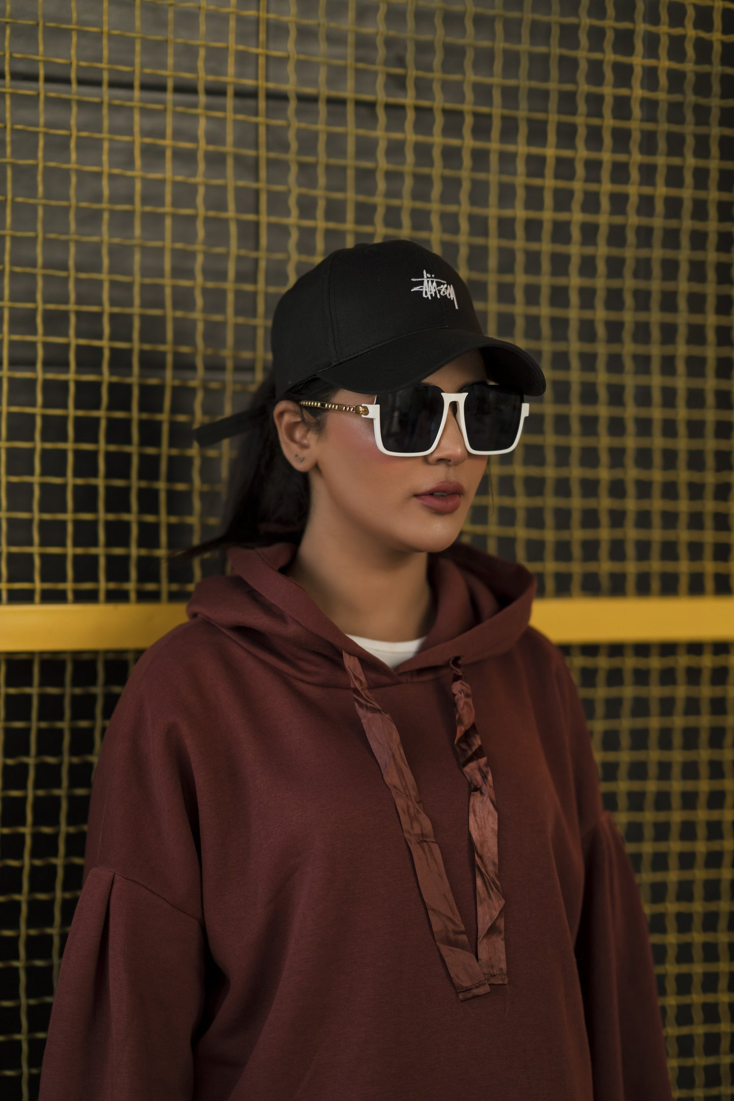 Ribbon Drawstring  One Size Plain Hood For Women-2519