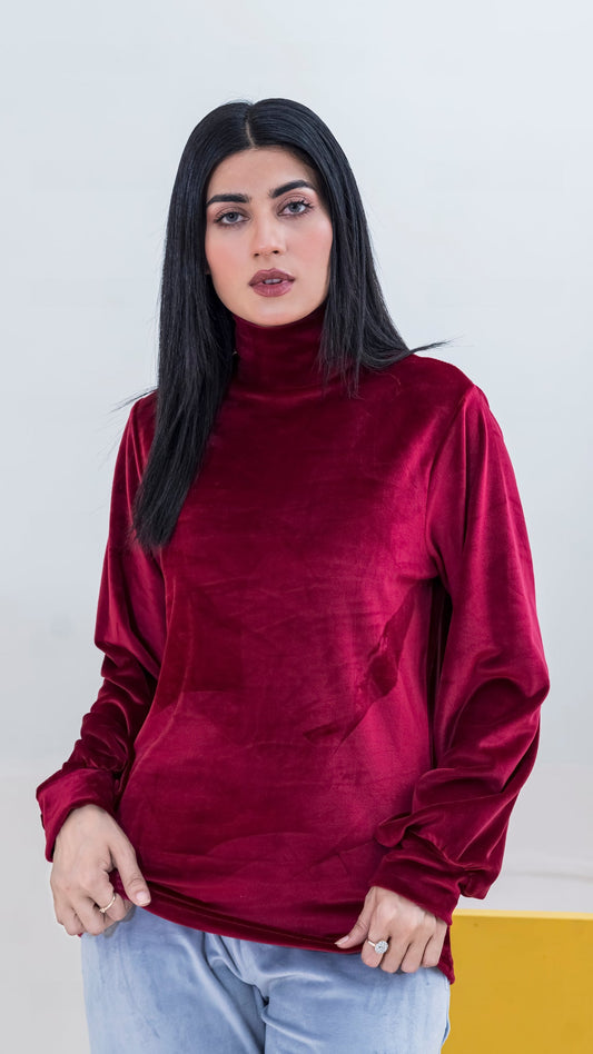 Velvet Turtle Neck For Women-2352