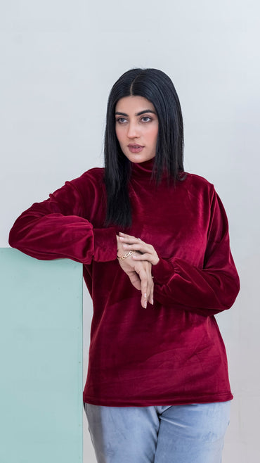 Velvet Turtle Neck For Women-2352