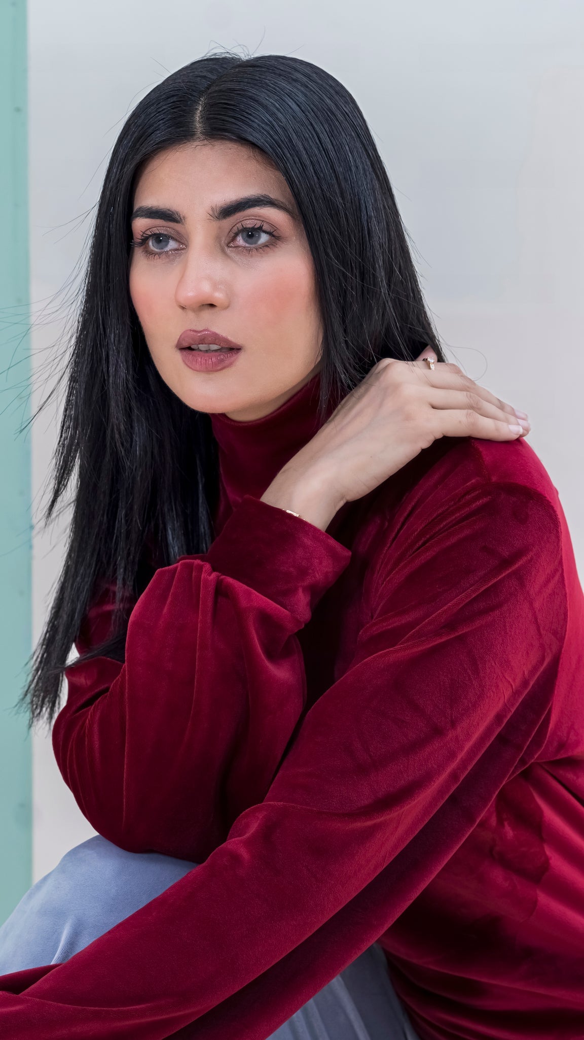 Velvet Turtle Neck For Women-2352