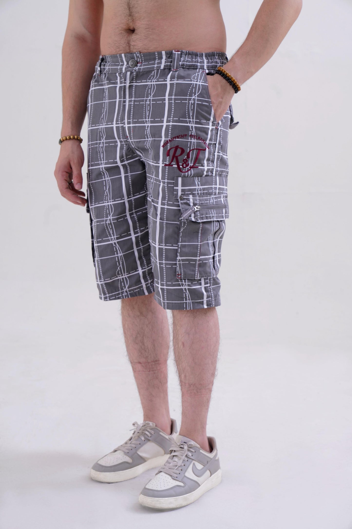 Raff & Taff Bermuda Shorts For Men-RT001-2626 Grey