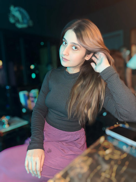 Full Sleeve High Neck CropTop Isawitfirst-2290-Fx1034-Black