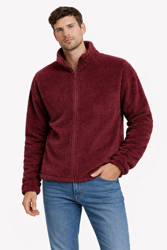 3007-Men’s Furr Zip Up Drop Shoulder Baggy Fit Jacket