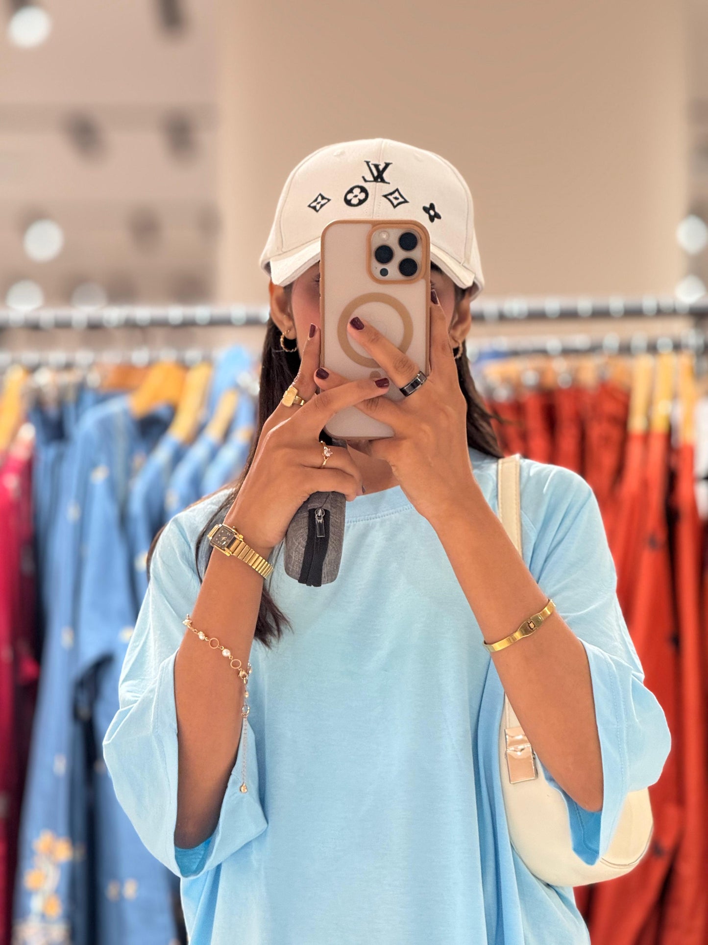 2700-  Raglan Sleeve  Oversize Plain T Shirt Women-Sky Blue