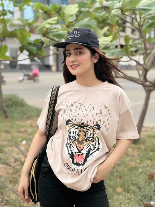 Never Tiger Print T-shirt For Women
