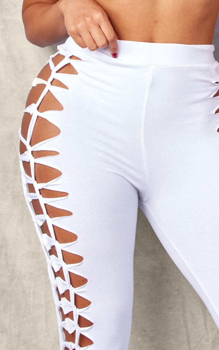 Distressed Flared Leggings Women-PLT-2477-White