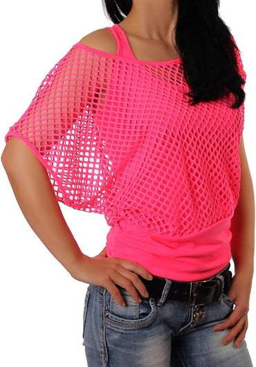 Mesh Summer's Top For Women-2451-Pink