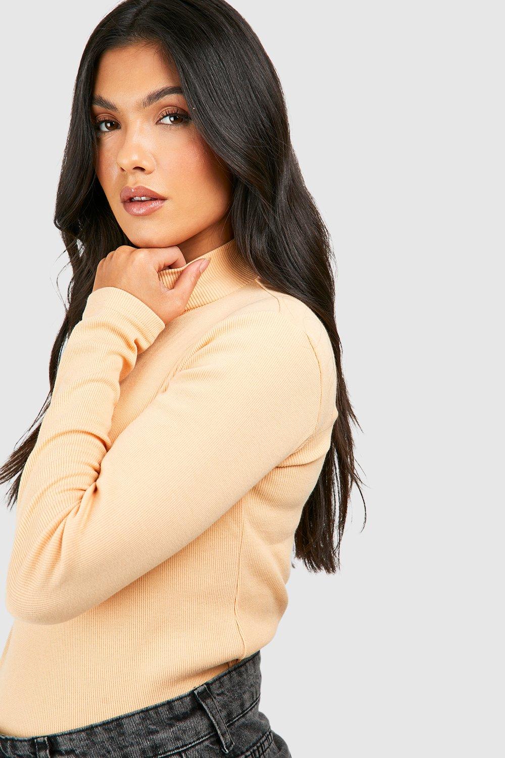 BH Long Sleeve Funnel Neck T-shirt Women-2501-Beige