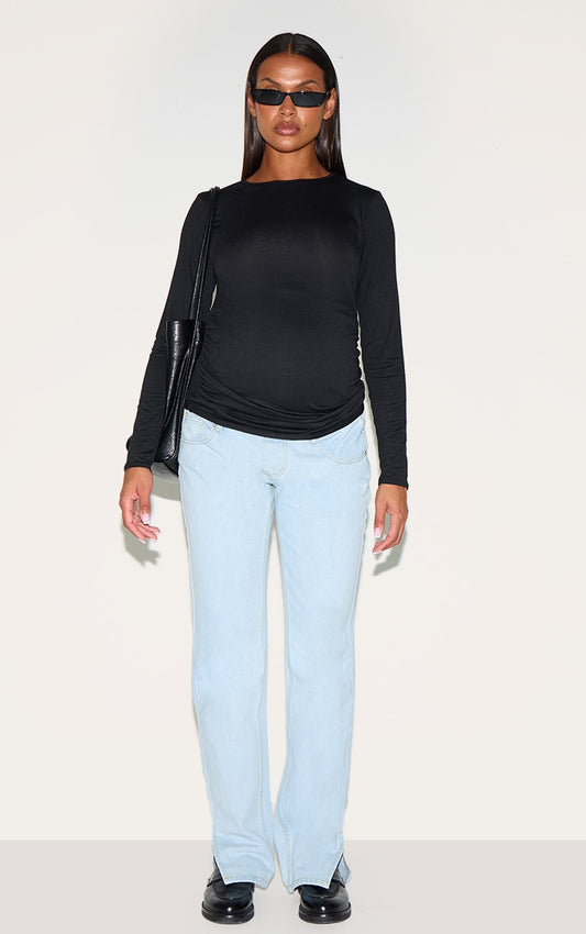 2658-Maternity Basic Fitted Long Sleeve Top