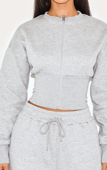 2661-Petite Elasticated Hem Zip Up Sweatshirt