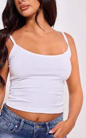 2657-Petite Cotton Basic Strappy Scoop Neck Croptop