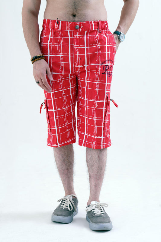 Raff & Taff Bermuda Shorts For Men-RT001-2626 Red
