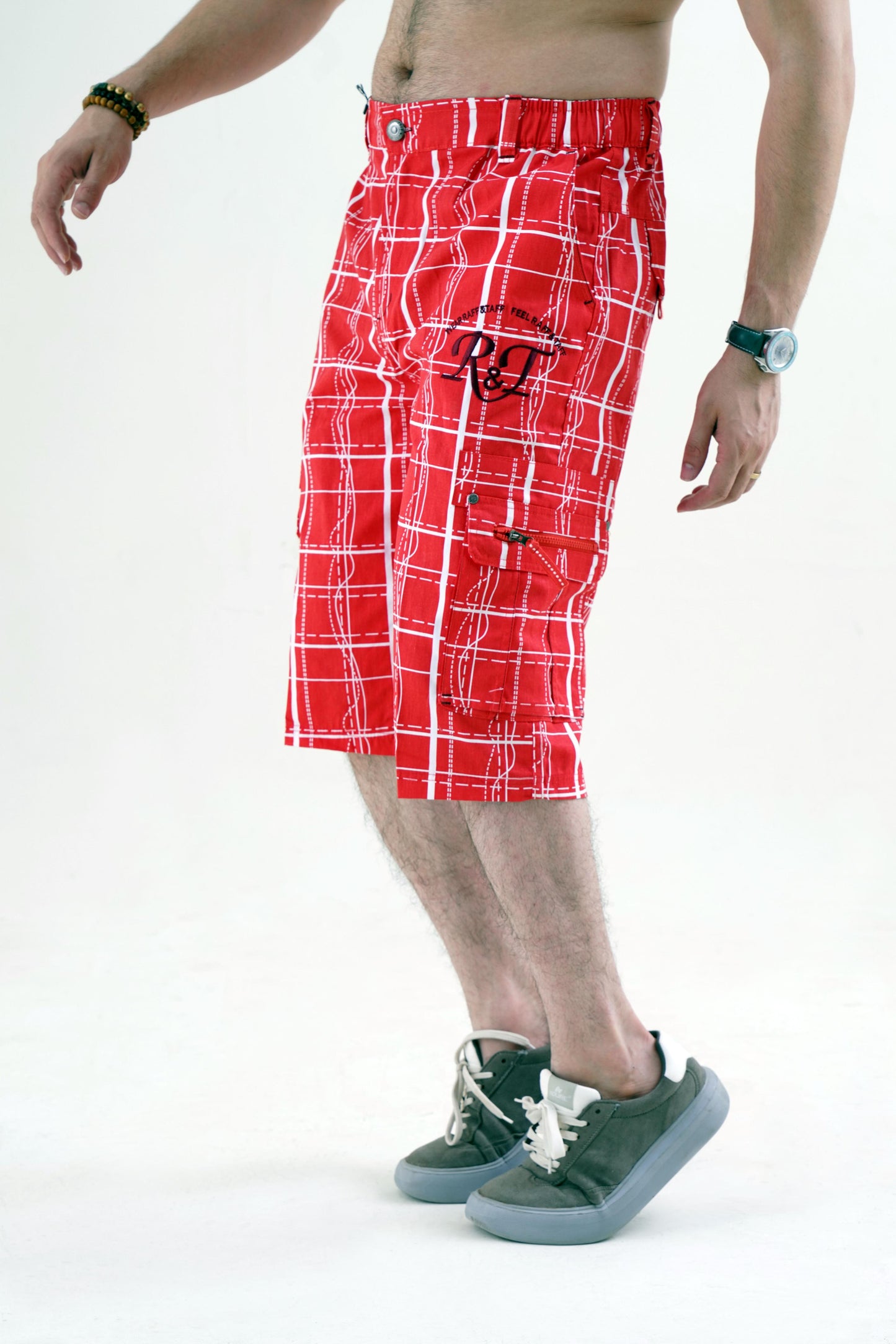 Raff & Taff Bermuda Shorts For Men-RT001-2626 Red