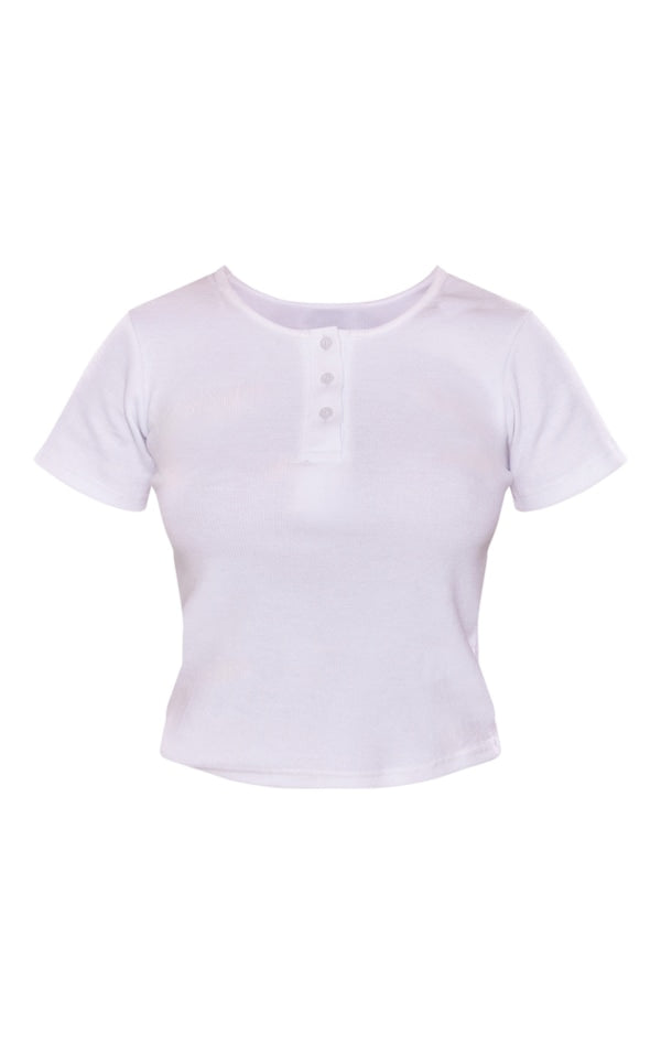 Ribbed Button Up Crop Top-2389-PLT-White