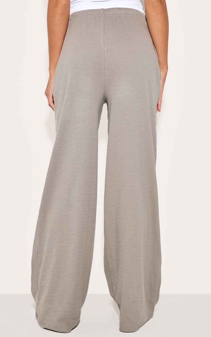 2668-Ribbed Drawsting Wide Leg Trouser