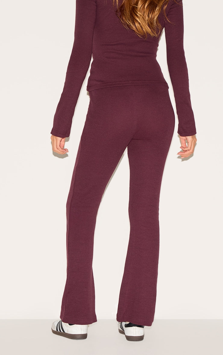 2669-Ribbed Elasticated Skinny Flare Trousers