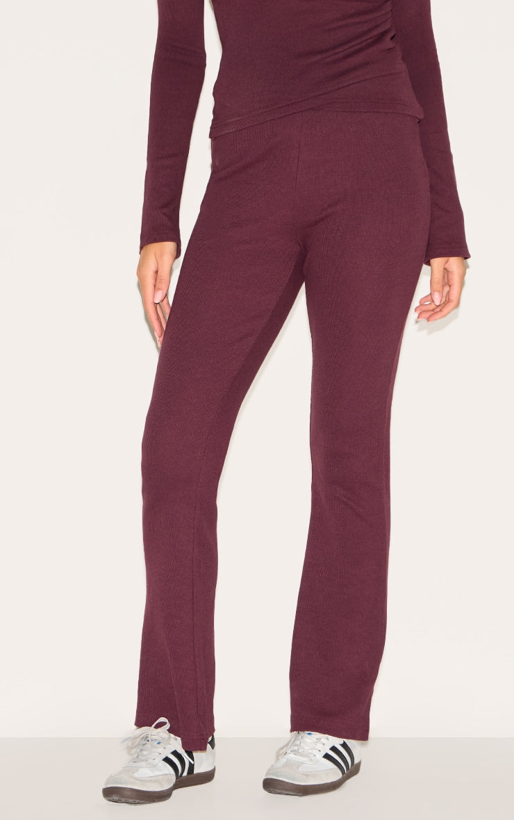 2669-Ribbed Elasticated Skinny Flare Trousers
