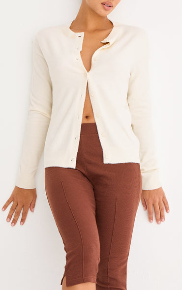 2651-Ribbed Elasticated waist Capri Leggings