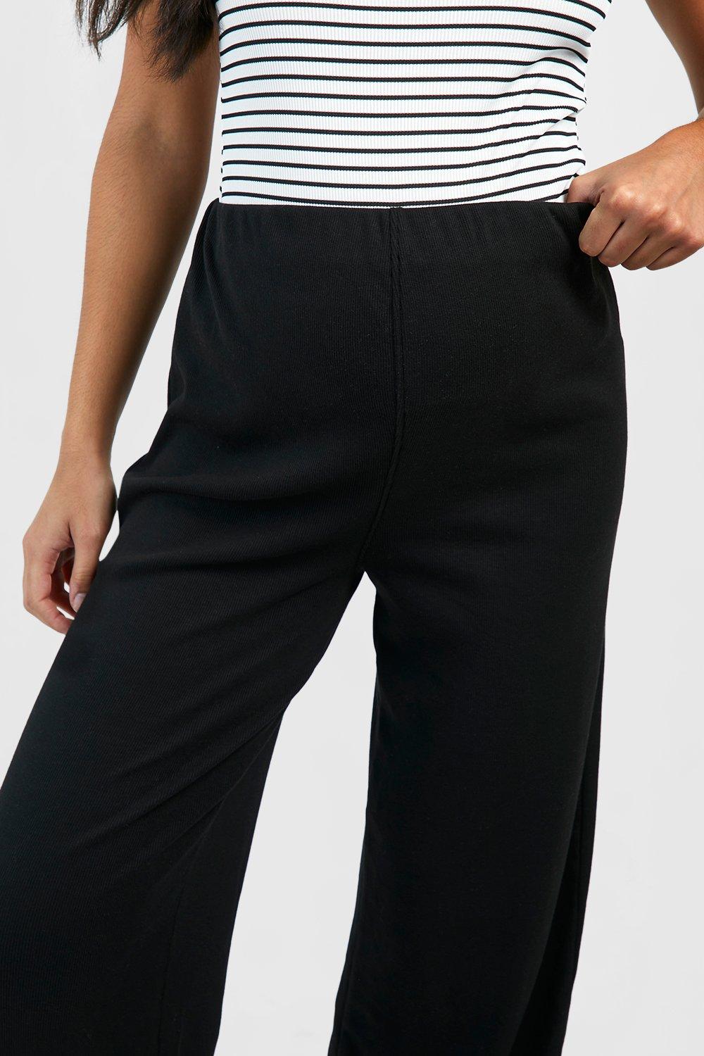 BH Maternity Rib Wide Leg Trousers-2344-Black