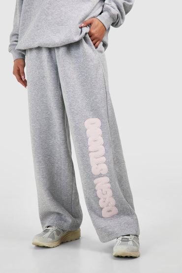 Dsgn Studio Applique Straight Leg Jogger For Women-Bho-2382-Grey