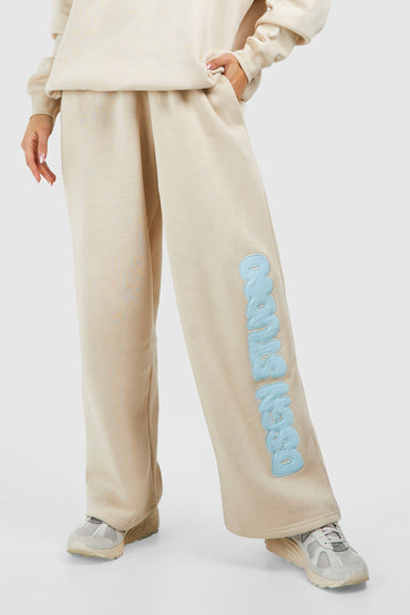 Dsgn Studio Applique Straight Leg Jogger For Women-Bho-2382-Stone