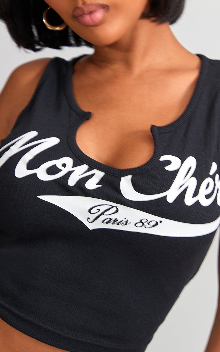 PLT Graphic Printed Racer CropTop SET-2447-Black