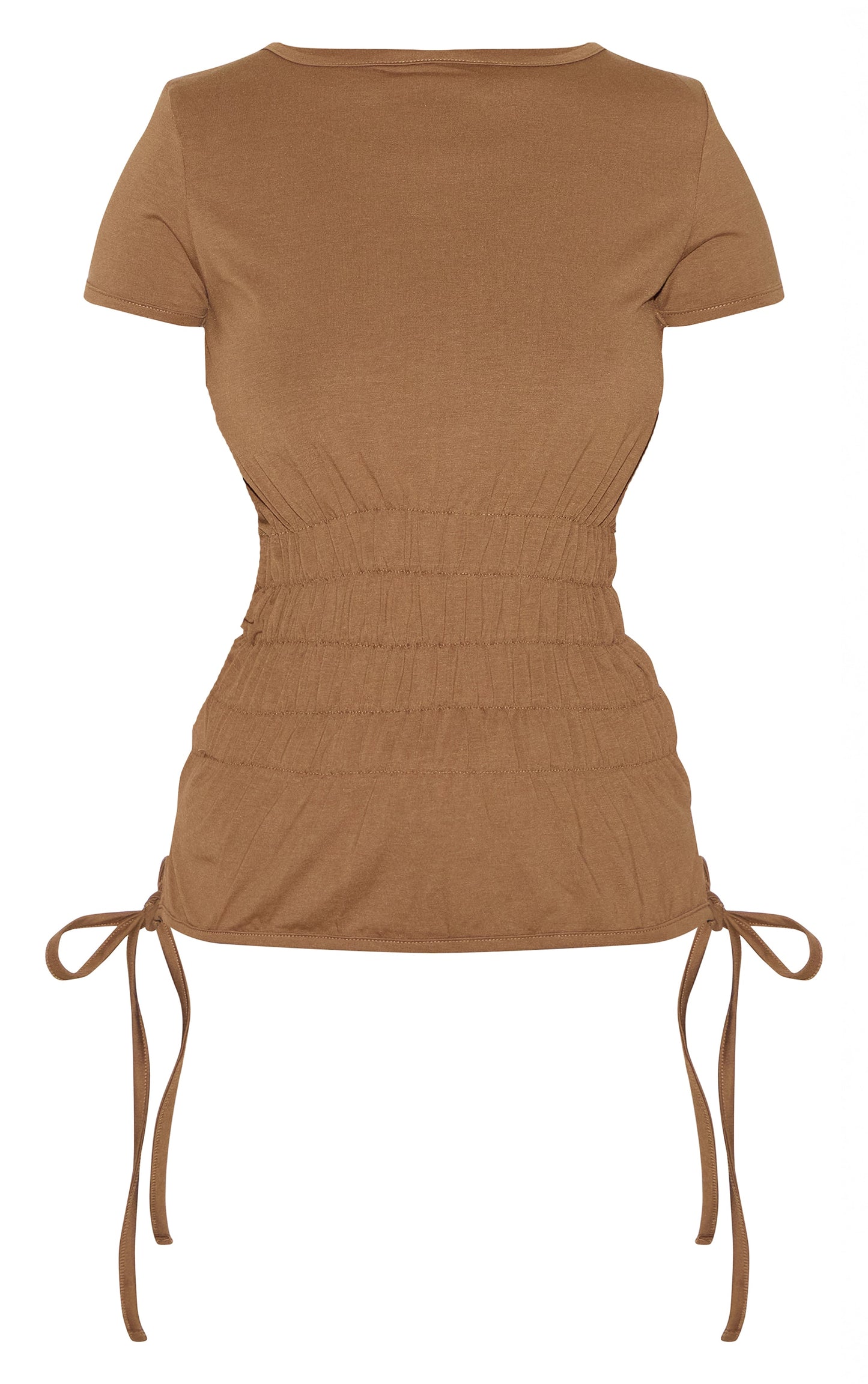 2643-Shirred Cap Sleeve T-Shirt For Women