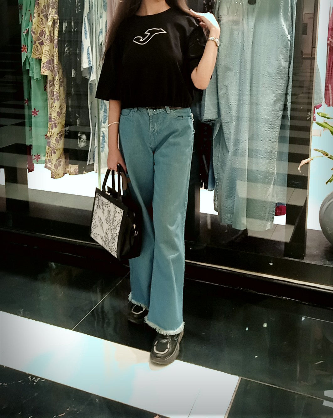 2701-Joma Croptop T Shirt Women-Black