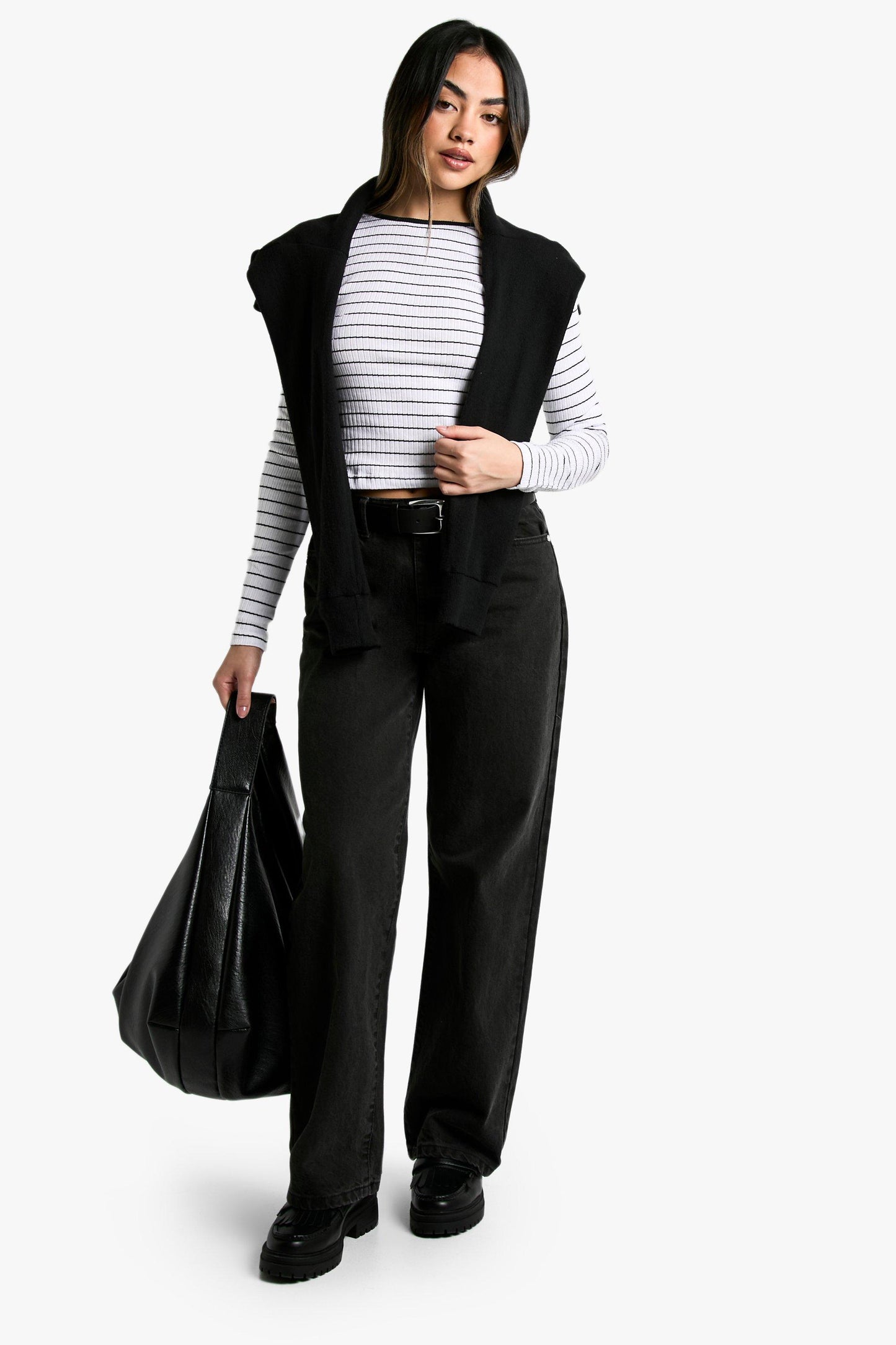 2660-BH Stripe Ribb Long Sleeve Top