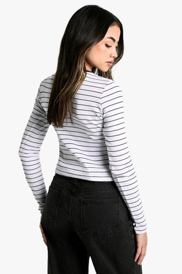 2660-BH Stripe Ribb Long Sleeve Top