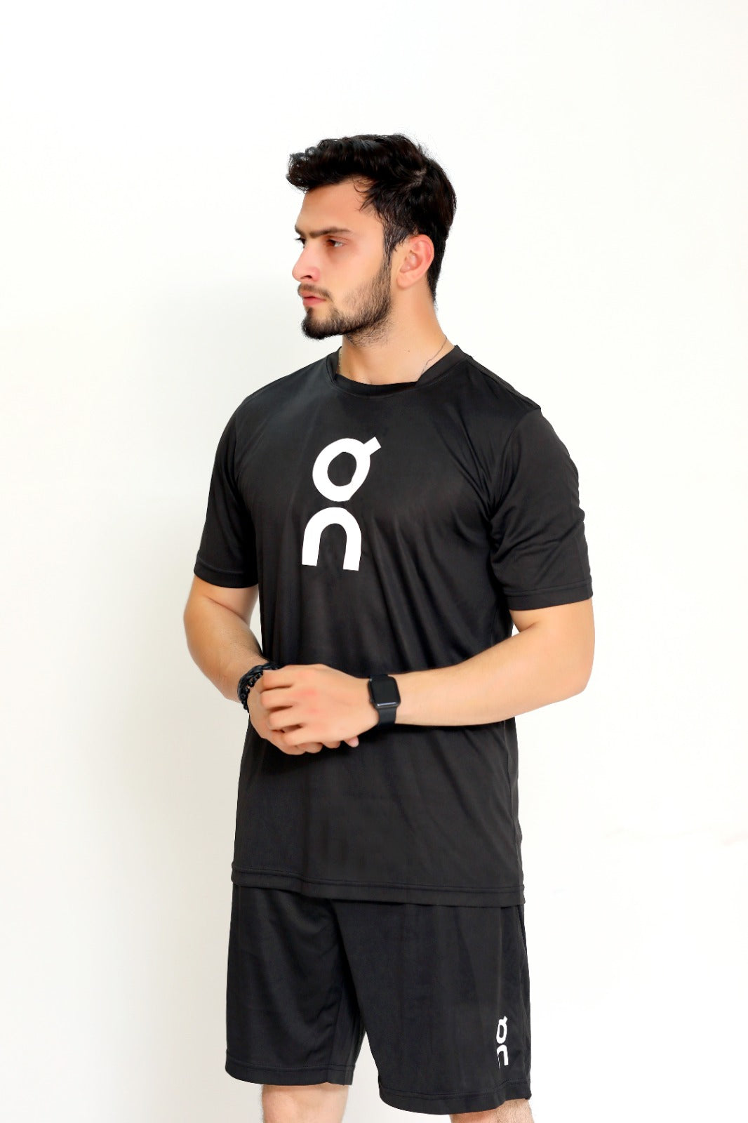 2241-OnRun Activewear T-shirt & Shorts set For Men-FX-1082-Black