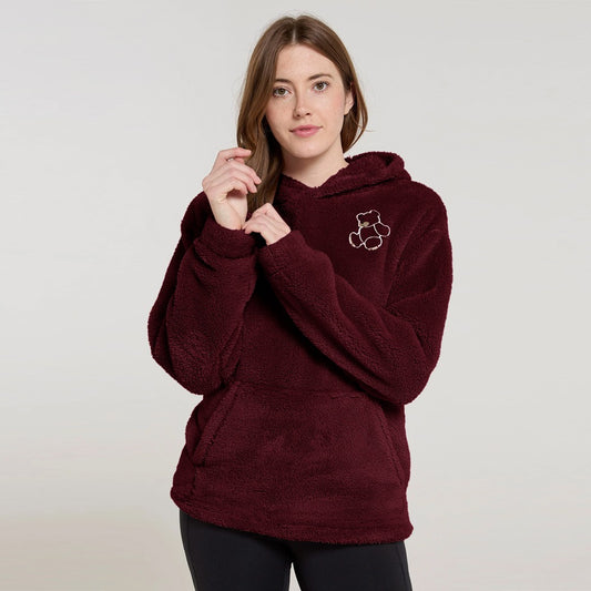 2763 Sherpa Furr Teddy Bear Hood For Women-Burgundy