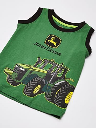 John Deere Tractor Printed Boys Tank Top-KTNKTP-2172-Green