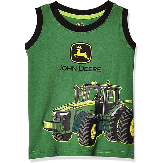 John Deere Tractor Printed Boys Tank Top-KTNKTP-2172-Green