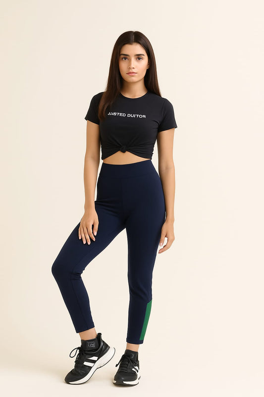 2517-Falcon Activewear Leggings For Gym/Yoga-FX 1084-Navy Green