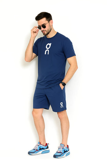 2241-OnRun Activewear T-shirt & Shorts set For Men-FX-1082-Navy
