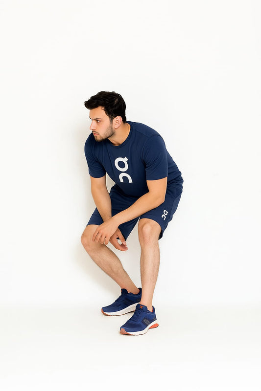 2241-OnRun Activewear T-shirt & Shorts set For Men-FX-1082-Navy