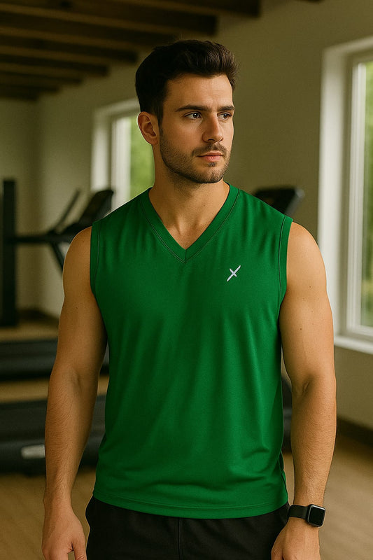 Cflex Activewear V-Neck TankTop-2453-Emerald Green