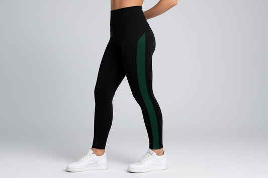 2696-Falcon ActiveWear Full Panel Leggings For Gym/Yoga-FX 1083-Black Green