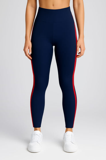 2696-Falcon ActiveWear Full Panel Leggings For Gym/Yoga-FX 1083-Navy Red