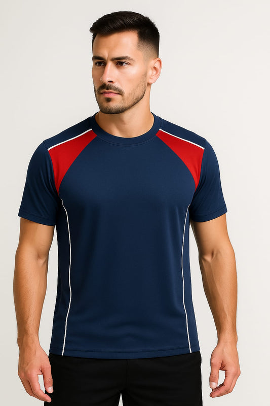2698-Encore ZR-10 Activewear T-Shirt Navy Body With Diff Panel-Navy
