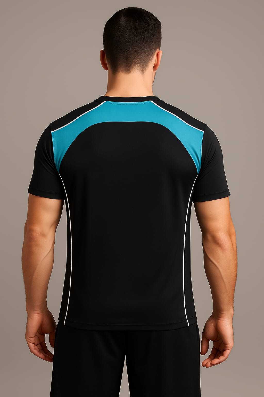 2698-Encore ZR-10 Activewear T-Shirt Black Body With Diff Panel-Black