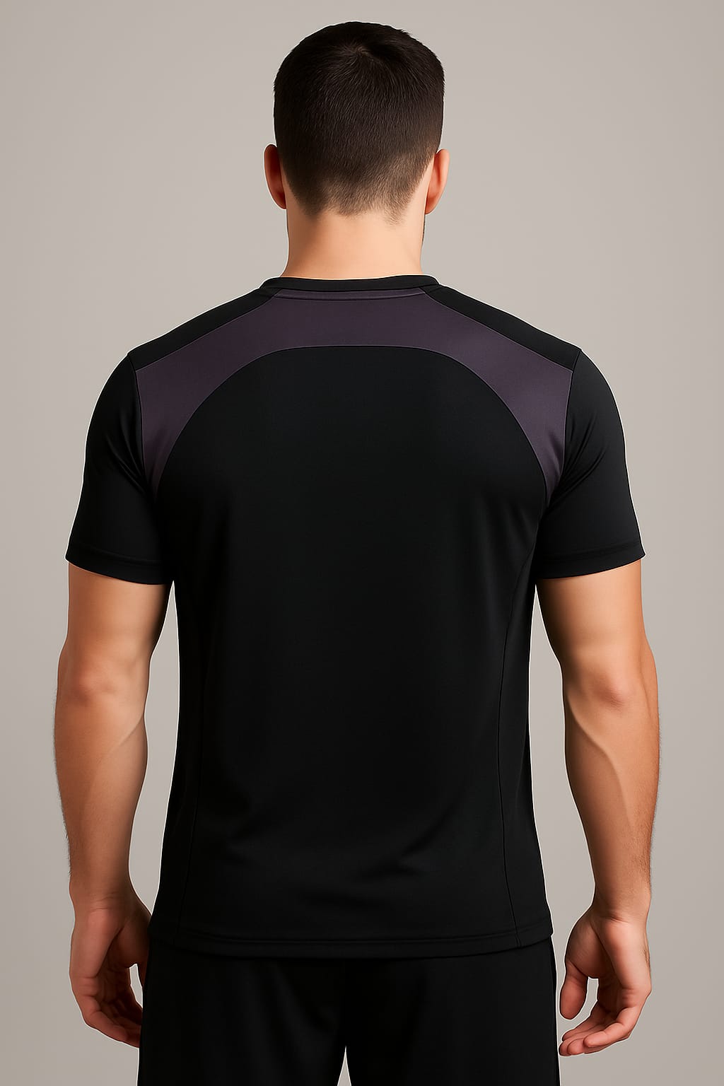 2698-Encore ZR-10 Activewear T-Shirt Black Body With Diff Panel-Black