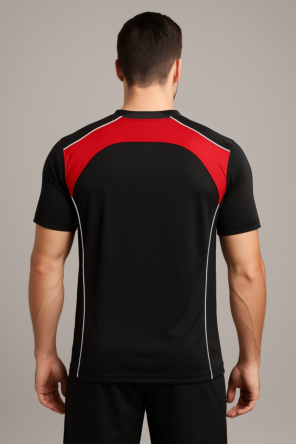 2698-Encore ZR-10 Activewear T-Shirt Black Body With Diff Panel-Black