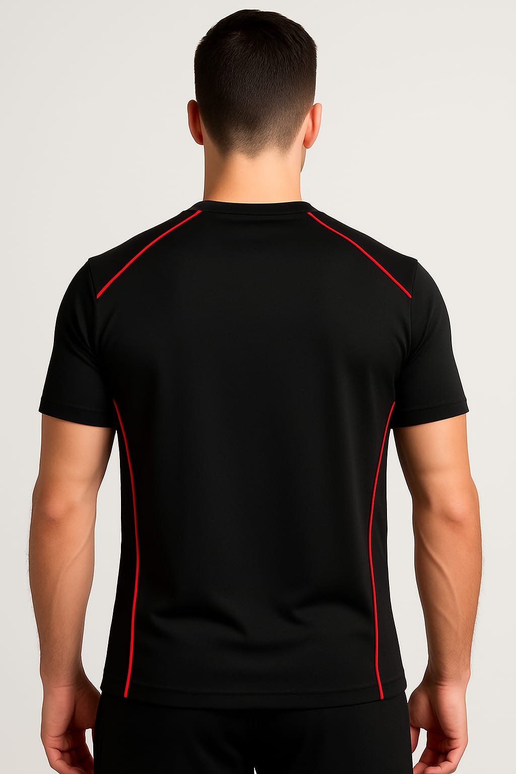 2698-Encore ZR-10 Activewear T-Shirt Black Body With Diff Pipping-Black
