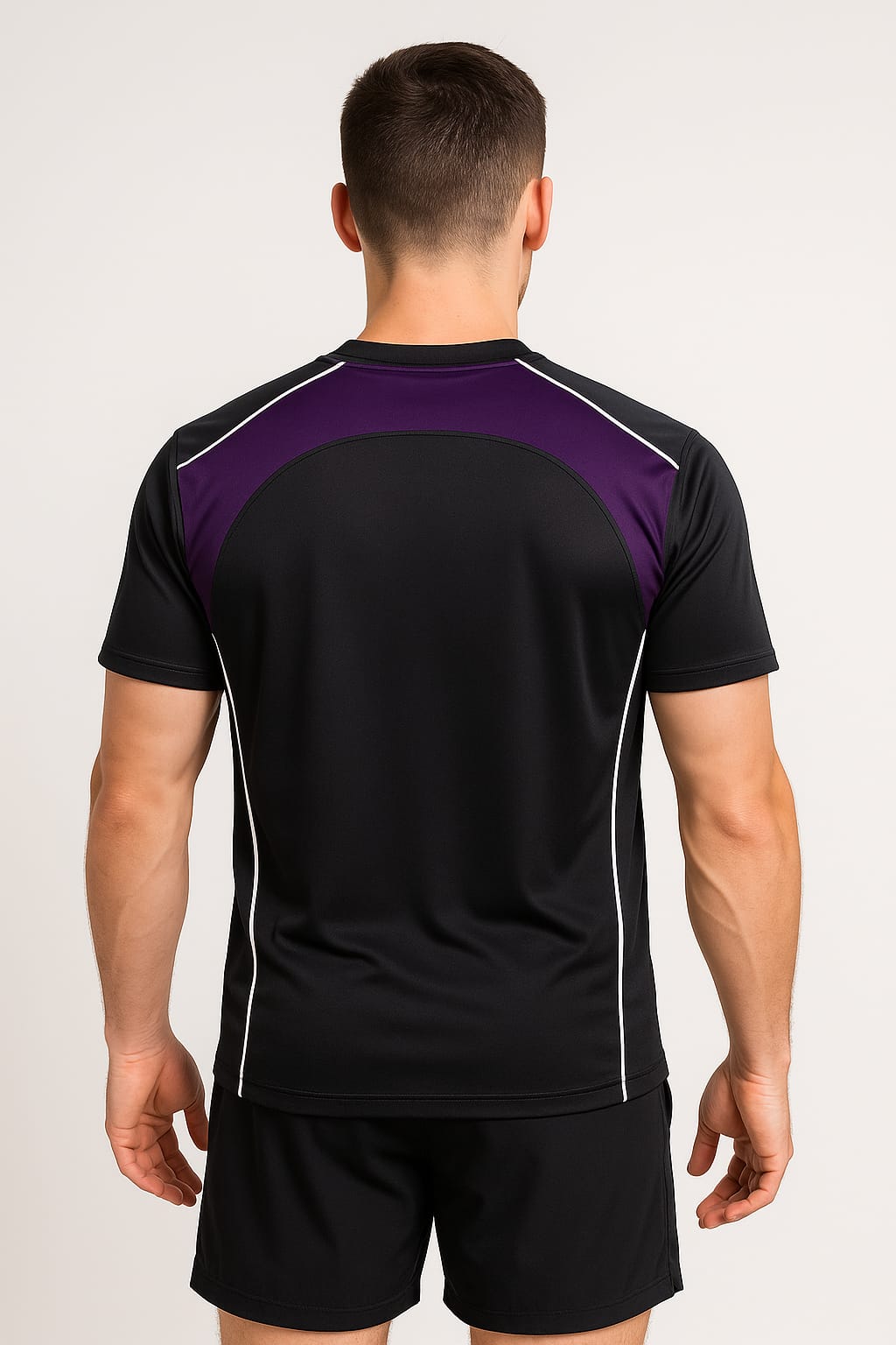 2698-Encore ZR-10 Activewear T-Shirt Black Body With Diff Panel-Black