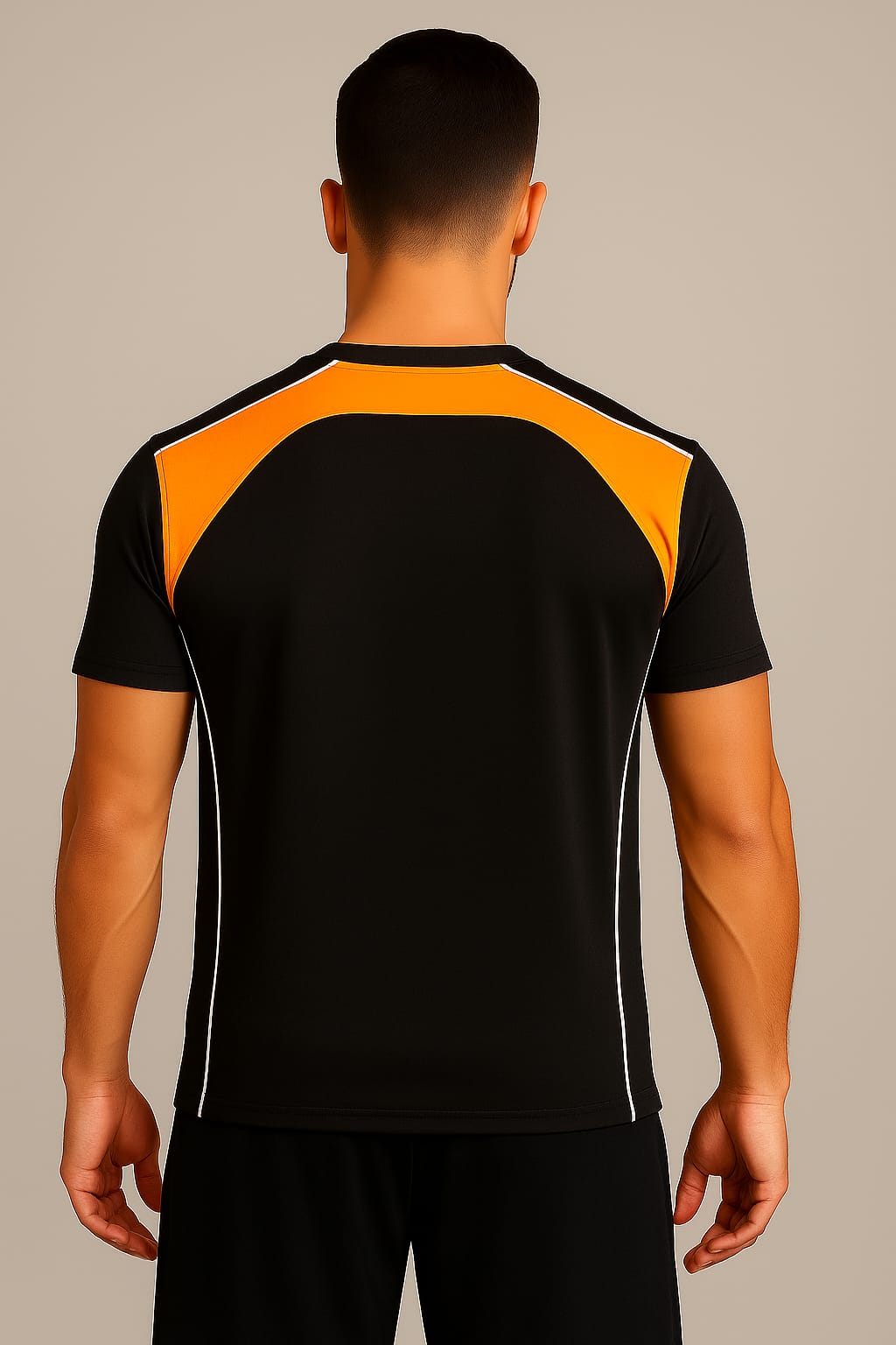 2698-Encore ZR-10 Activewear T-Shirt Black Body With Diff Panel-Black