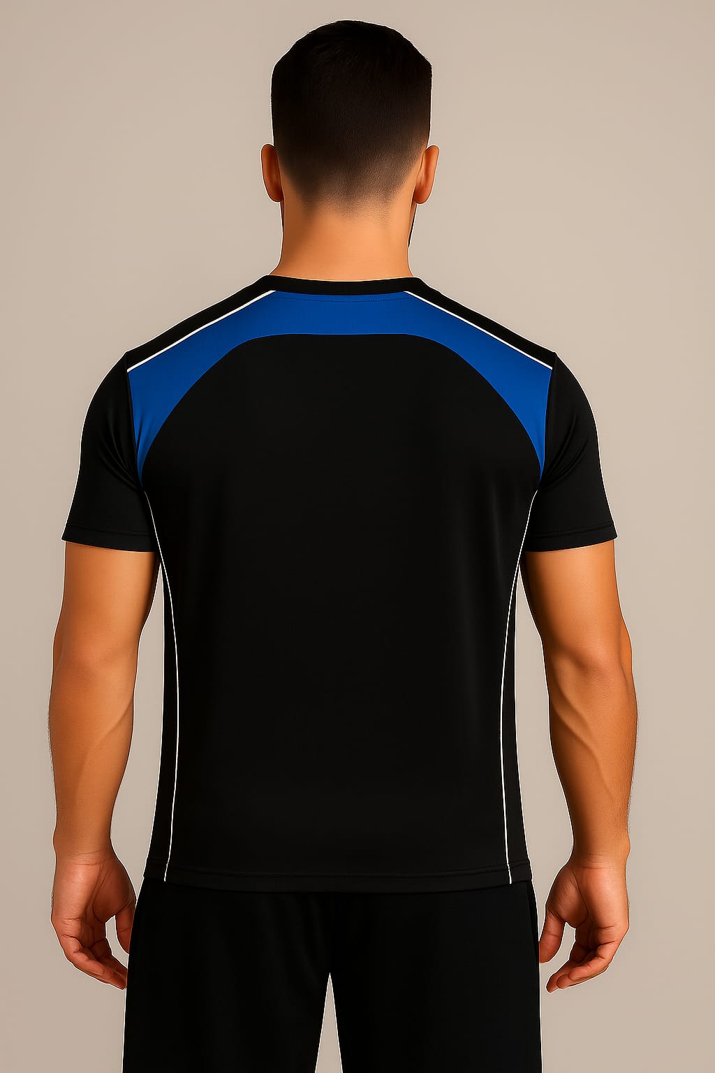 2698-Encore ZR-10 Activewear T-Shirt Black Body With Diff Panel-Black