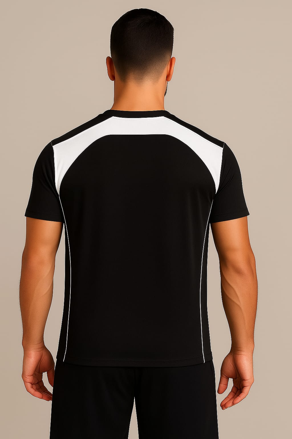 2698-Encore ZR-10 Activewear T-Shirt Black Body With Diff Panel-Black